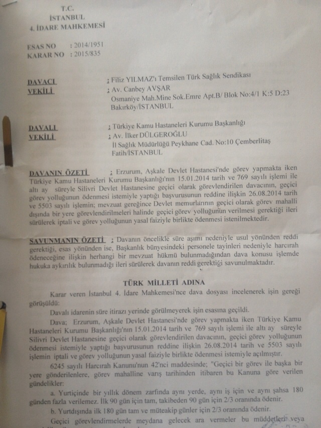 Harcirah Davasını Kazandık